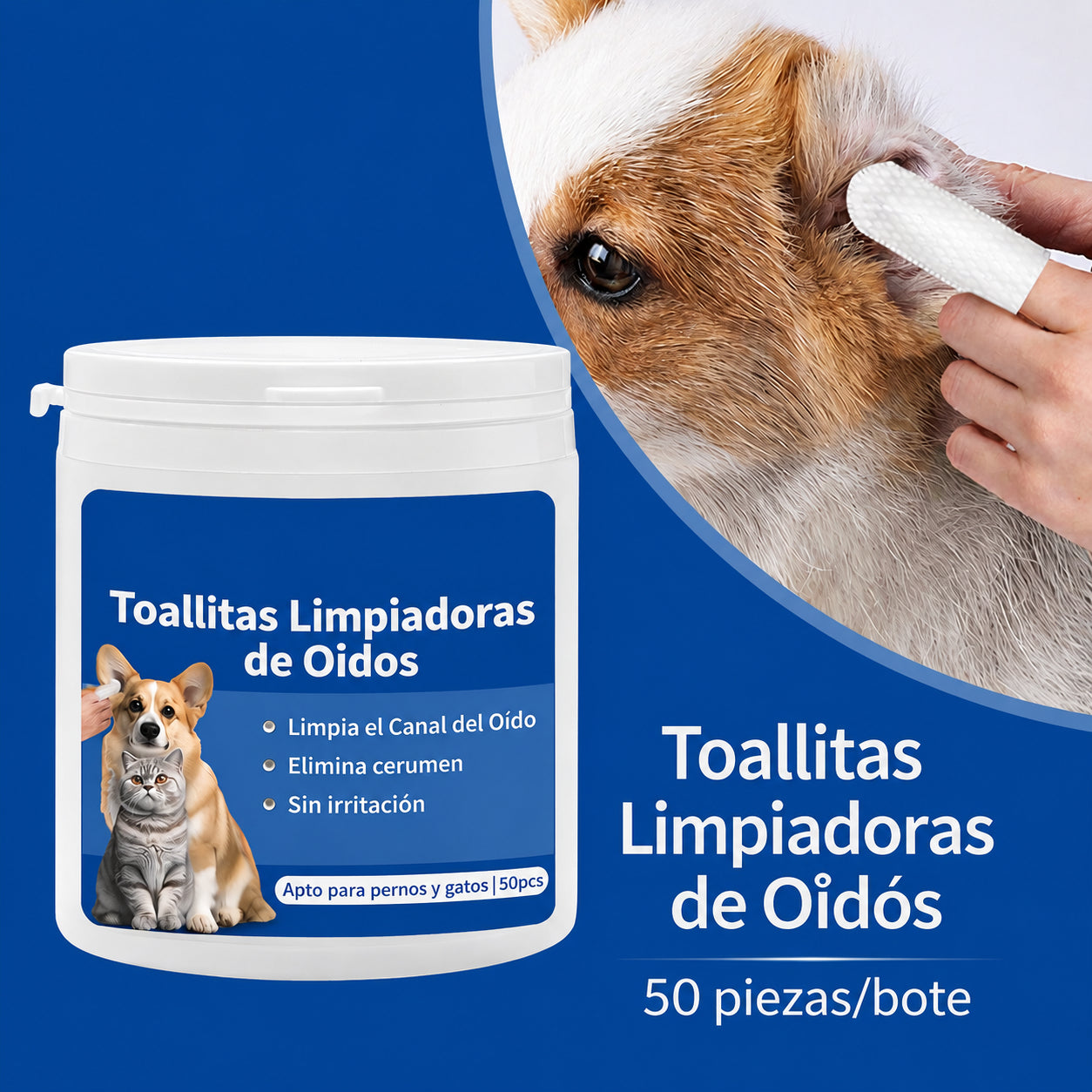Toallitas Auditivas limpieza Macotas (50 Unidades)