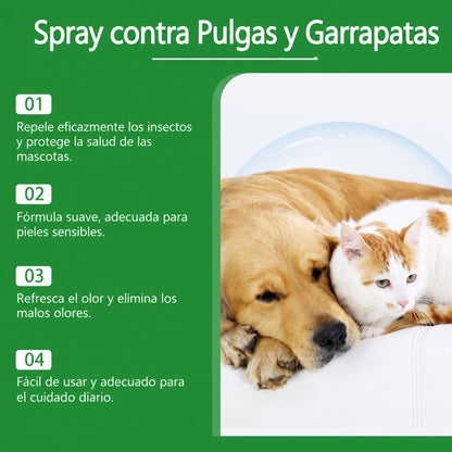 Spray natural para la defensa contra pulgas y garrapatas